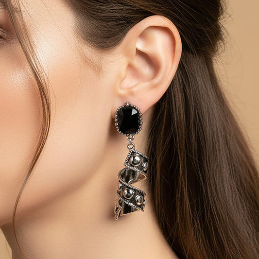 93574 - Crystal Western Earrings - Black