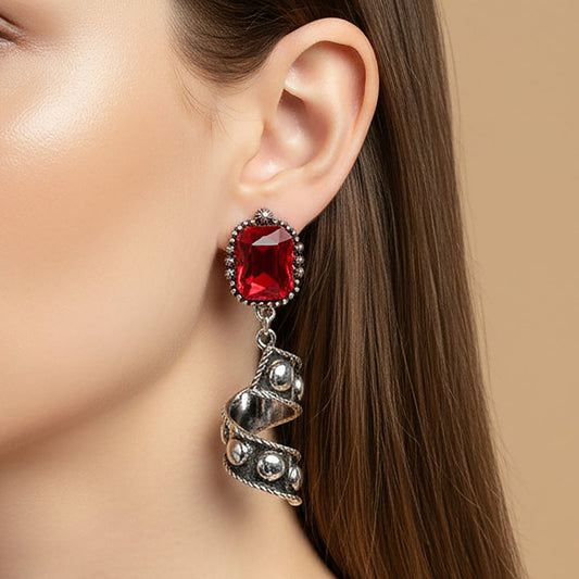 93574 - Crystal Western Earrings - Red