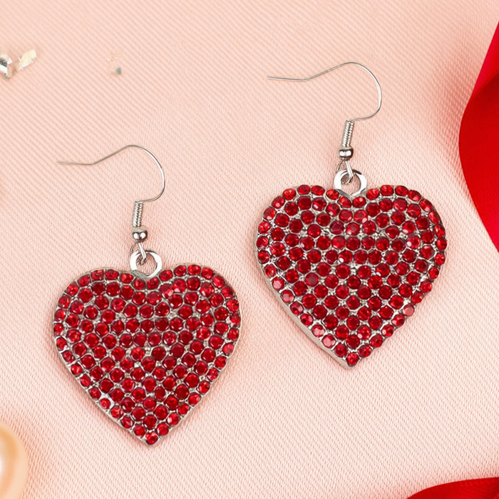 93635 - Crystal Heart Earrings - Red