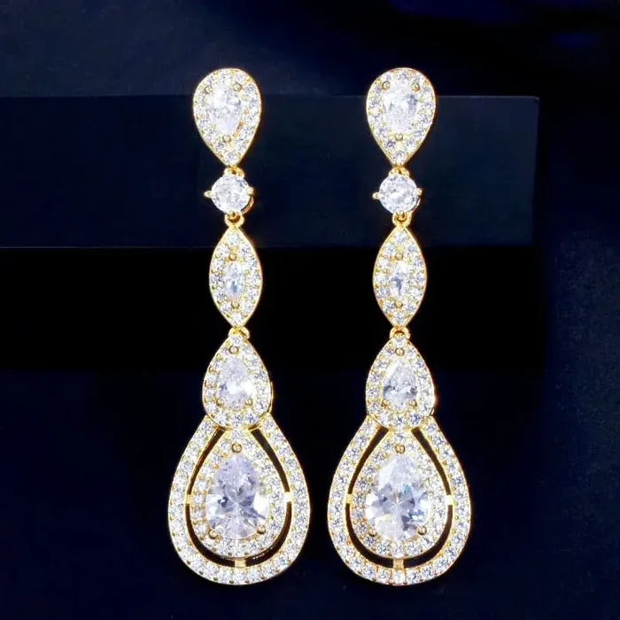 Wedding Jewelry - Cubic Zirconia Bridal Earrings - Available in Silver, Rose Gold and Yellow Gold