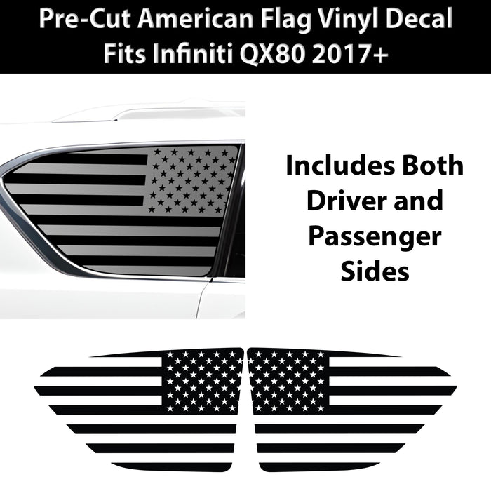 Quarter Window American Flag Vinyl Decal Stickers Fits Infiniti QX80 2017 - 2025 - Bogar Tech Designs