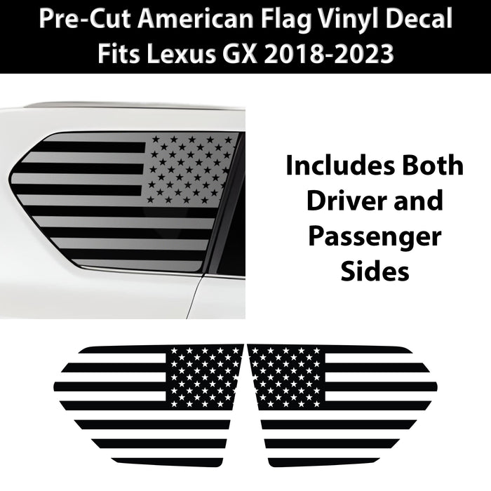Quarter Window American Flag Vinyl Decal Stickers Fits Lexus GX 2018 - 2023 - Bogar Tech Designs