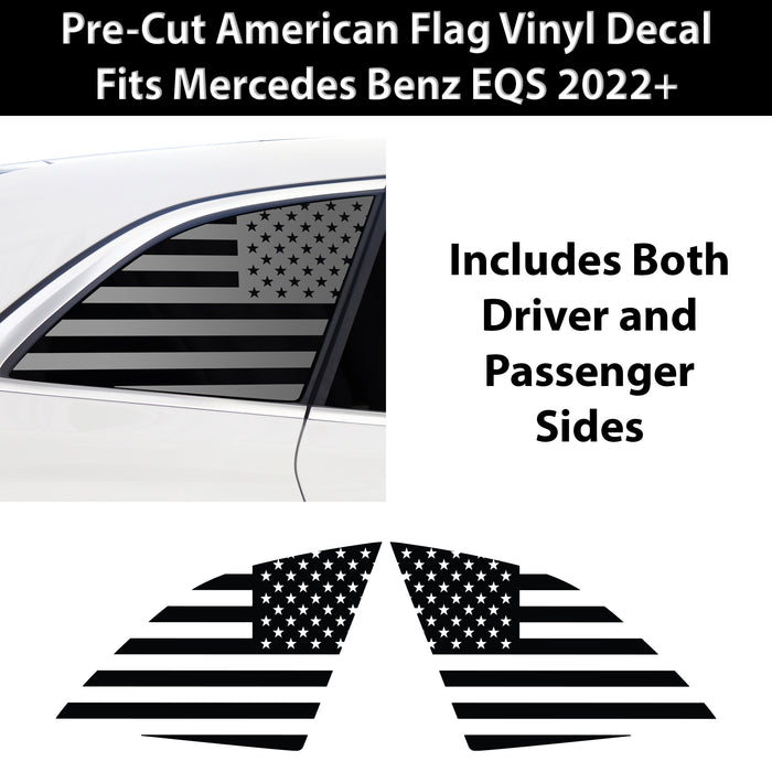Quarter Window American Flag Vinyl Decal Stickers Fits Mercedes Benz EQS 2022 - 2025 - Bogar Tech Designs