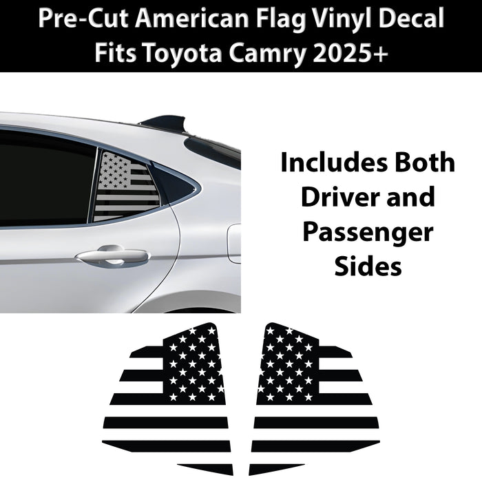 Fits Toyota Camry 2025+ Quarter Window American Flag Vinyl Decal Stickers - Bogar Tech Designs