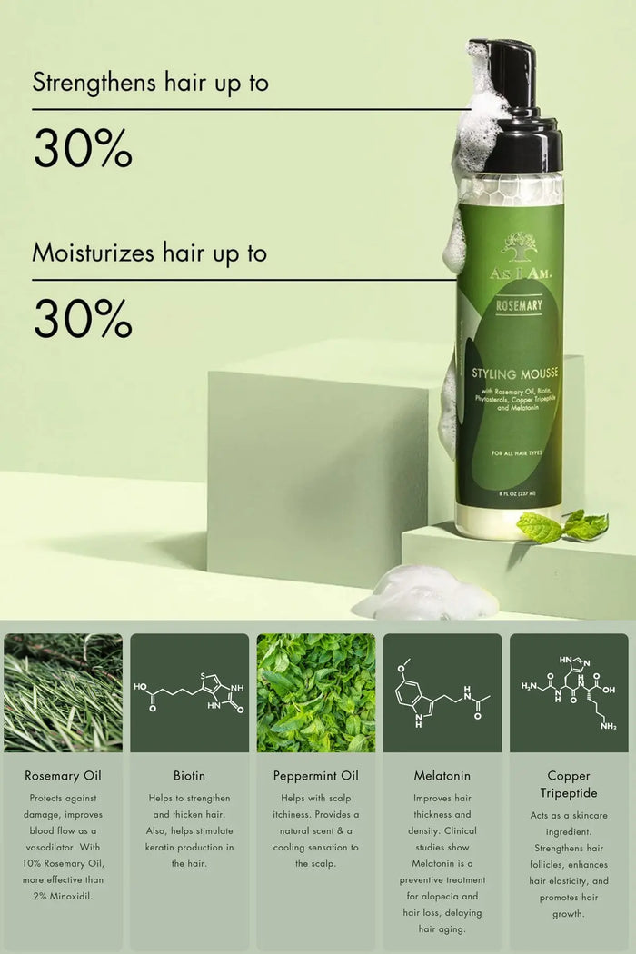 AS I AM ROSEMARY STYLING MOUSSE 8oz - BSW BEAUTY CANADA