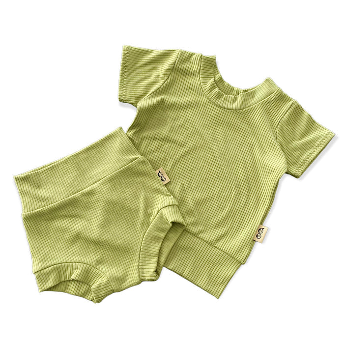 Avocado Ribbed Summer Lounge Set