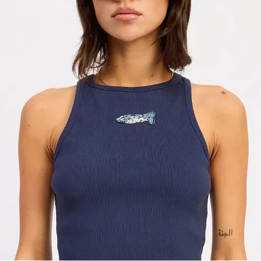 Beaded Fish Racer Back Tank Top