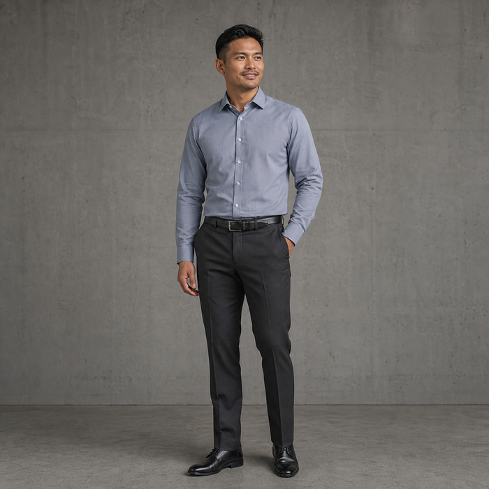 S338ML Beaumaris Men’s Classic Long Sleeve Shirt in White and Navy grid check for corporate teams