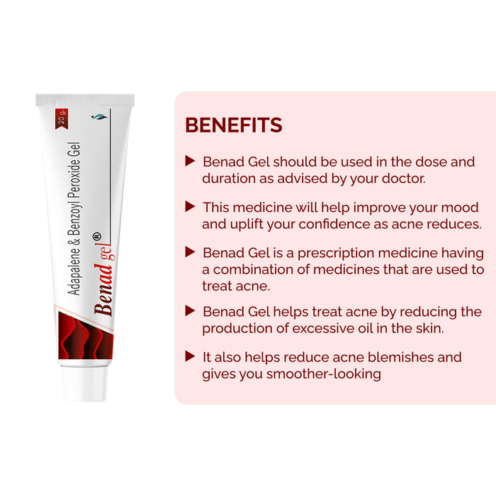 Benad Gel with Benzoyl Peroxide and Adapalene - 20gm