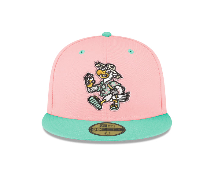 Biloxi Beach Chickens 59FIFTY Pink and Teal Fitted Cap