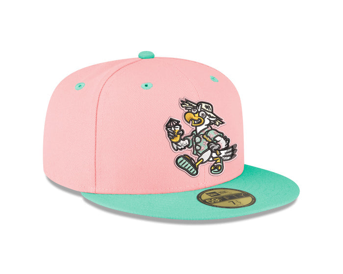 Biloxi Beach Chickens 59FIFTY Pink and Teal Fitted Cap