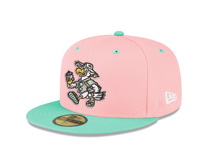 Biloxi Beach Chickens 59FIFTY Pink and Teal Fitted Cap