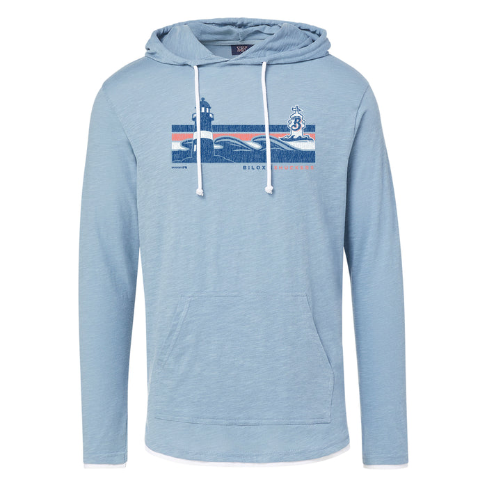 Biloxi Shuckers Adult Hooded Tee with Lighthouse design