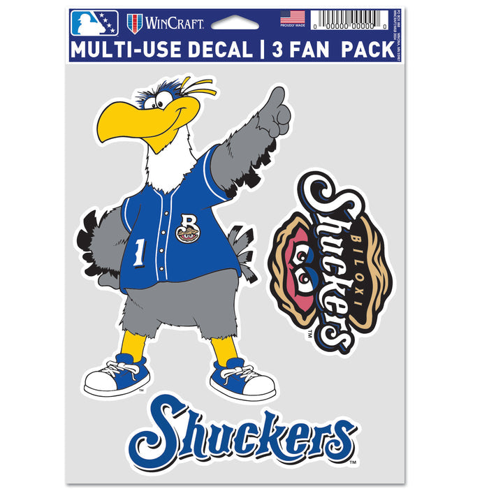 Biloxi Shuckers Schooner Multi-Use Decal 3 Fan Pack