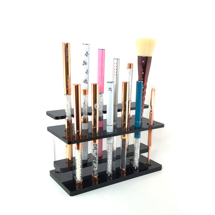 Black Acrylic Brush Holder Organizer 12pc