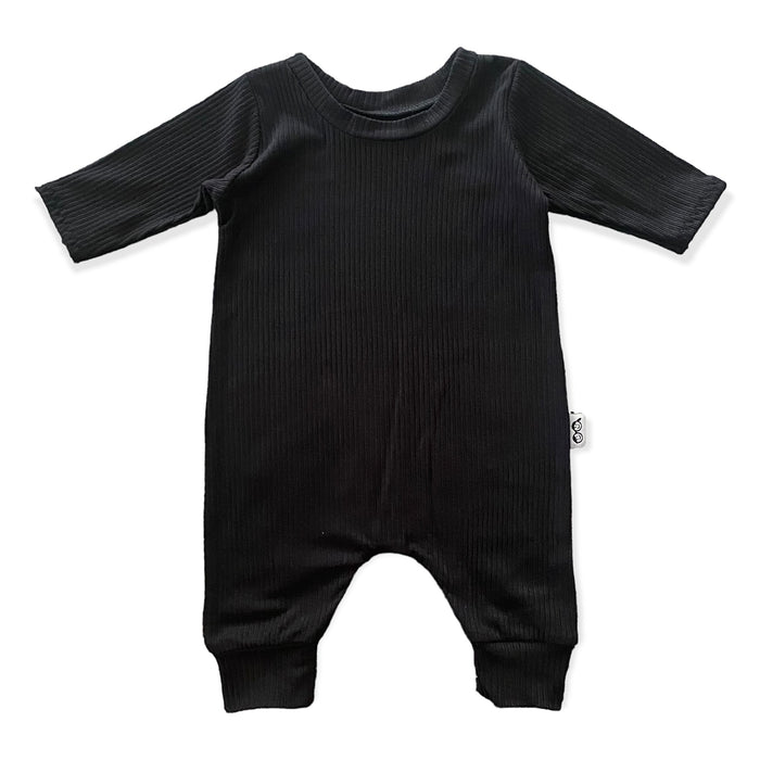 Black Ribbed Harem Romper