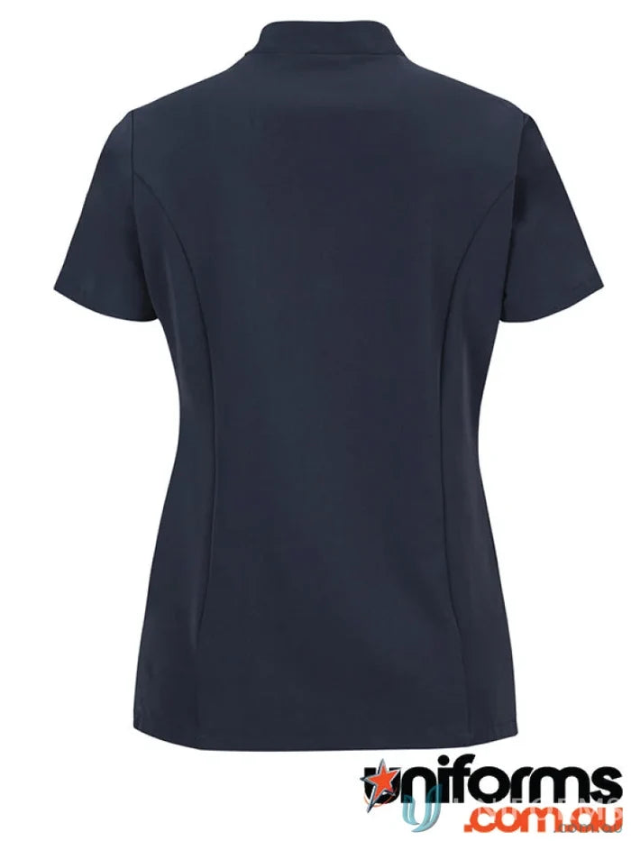 Navy blue short-sleeved mandarin collar scrub top with princess lines for ladies Nu Mandarin