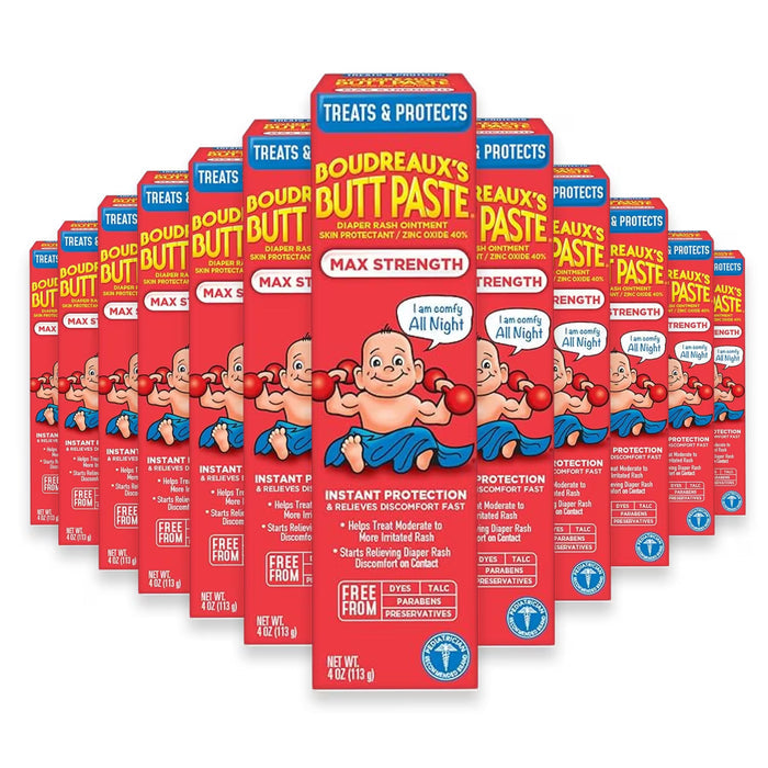 Boudreaux’s Butt Paste Maximum Strength Diaper Rash Paste, 4 oz - 24 Pack