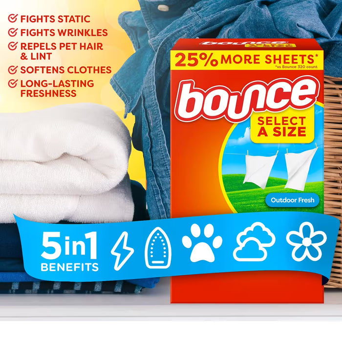 Bounce Fabric Softener Dryer Sheet Outdoor Fresh - 400 Ct -