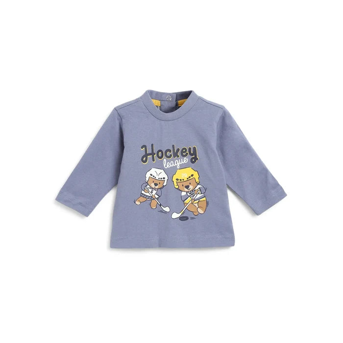 Boys Blue Typography Printed Round Neck T-shirt