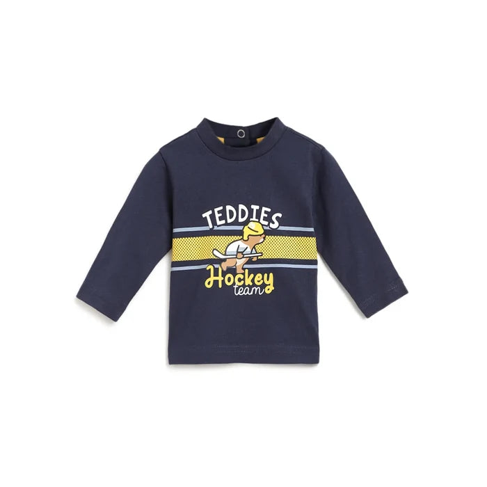 Boys Blue Typography Printed Round Neck T-shirt