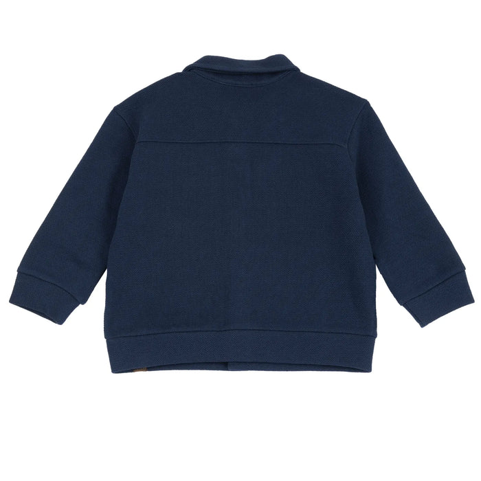 Boys Navy Blue Solid Jacket