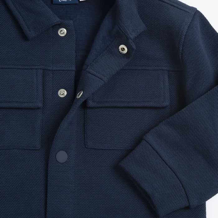 Boys Navy Blue Solid Jacket