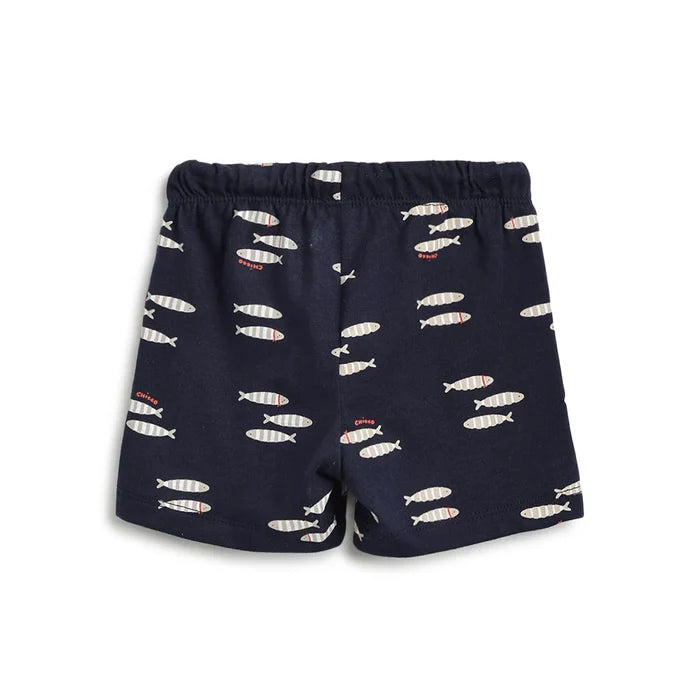 Boys Printed Cotton T-Shirt With Shorts