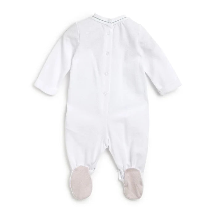 Boys White Striped Leg Opening Babysuit