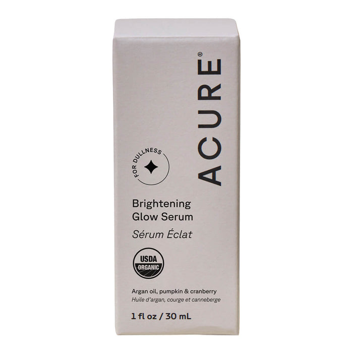 Brightening Glow Serum cardboard packaging on a white background.