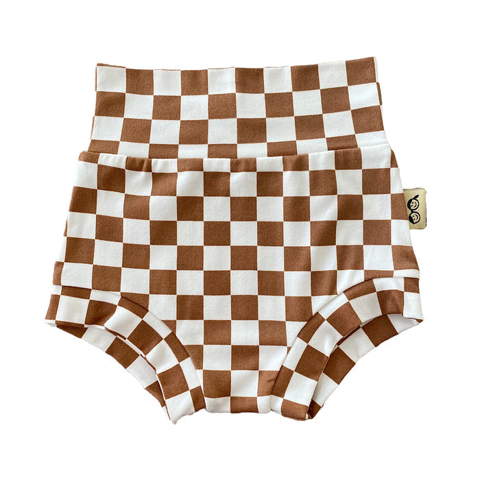 Brown Retro Checkered Bummies and/or Headbands