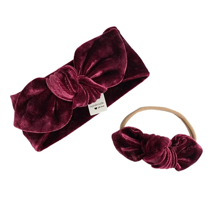Burgundy Velvet Headbands