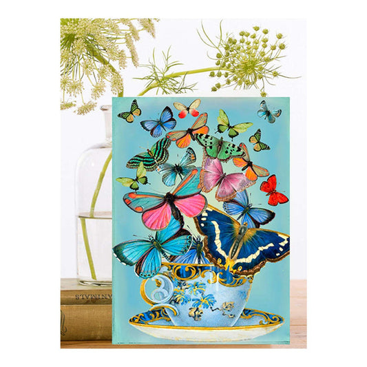 Butterflies and Teacup Blank Greeting Card