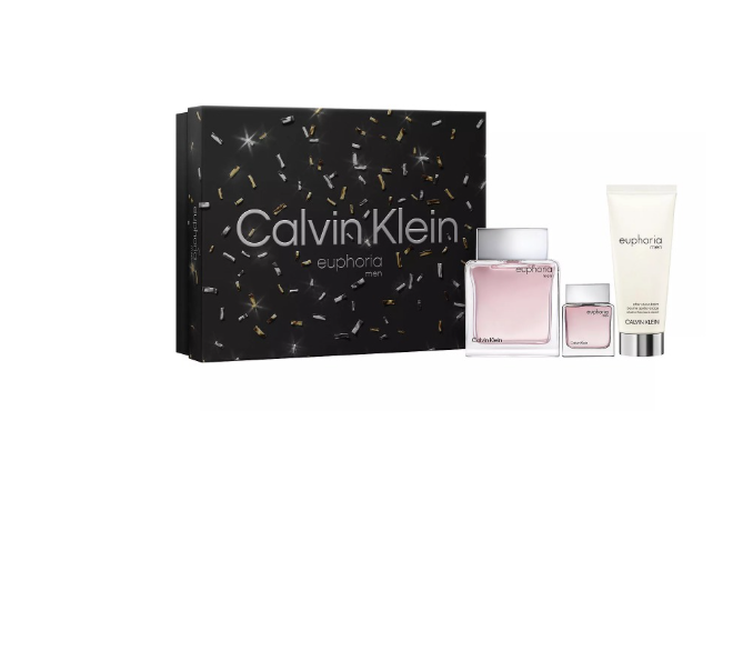 Calvin Klein Men's Euphoria 3-Piece Gift Set: 3.3 oz EDT Spray, 3.3 oz After Shave Balm, and 15 ml EDT Spray