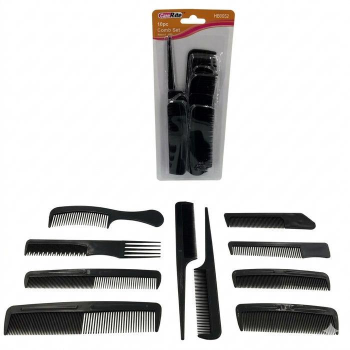 CareRite 10-Piece Professional Hair Comb Set, Wholesale