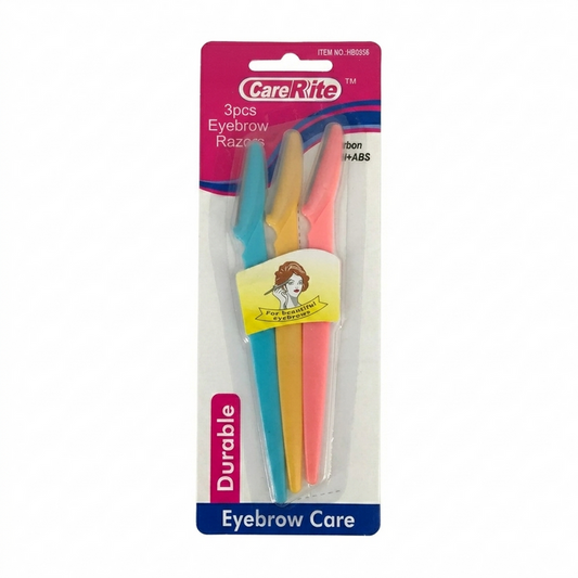 Care Rite eyebrow razors in packaging on a white background