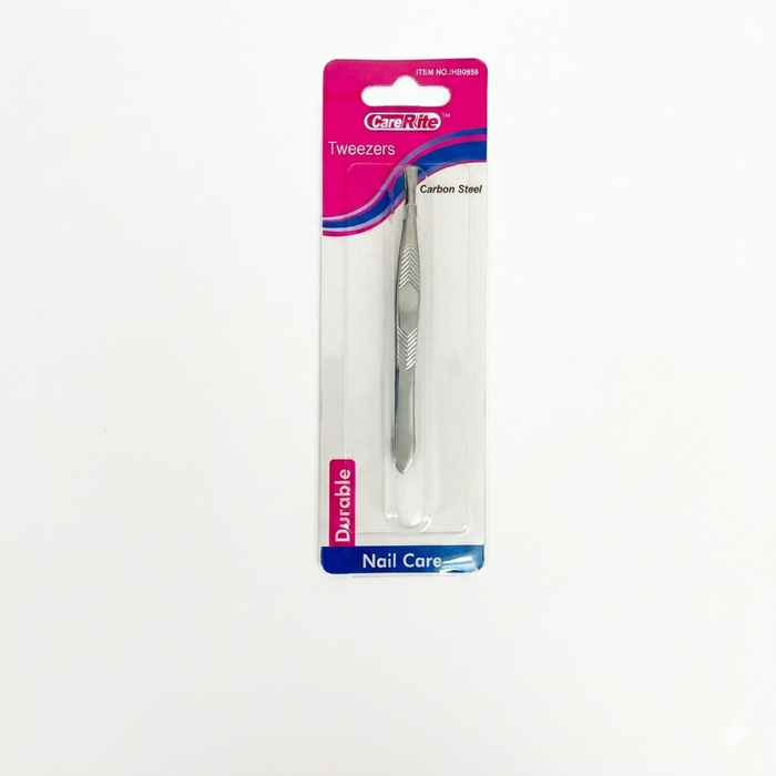 Tweezers in a Carerite packaging on a white background