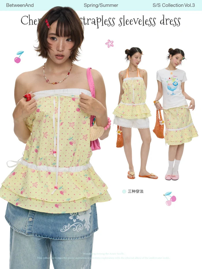 Cherry Bobo strapless sleeveless dress