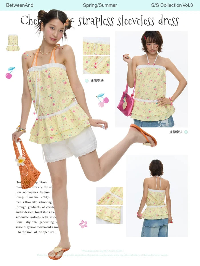 Cherry Bobo strapless sleeveless dress