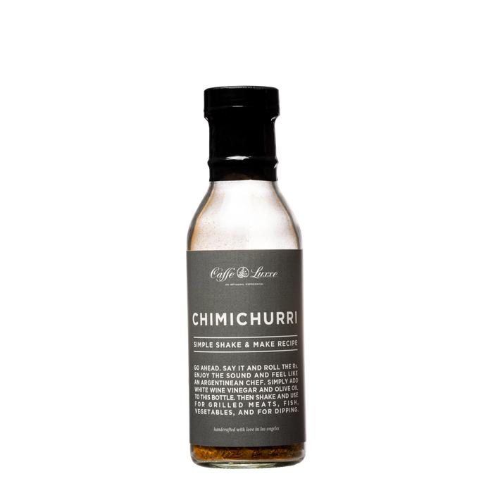 Exclusive Gift Set Bundle: Chimichurri, Hand Carved Walnut Spoon & Dobby Weave Towel Treat Caffe Luxxe