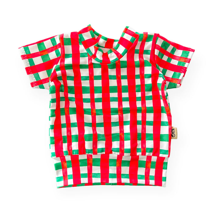 Christmas Gingham Biker Shorts Lounge Set