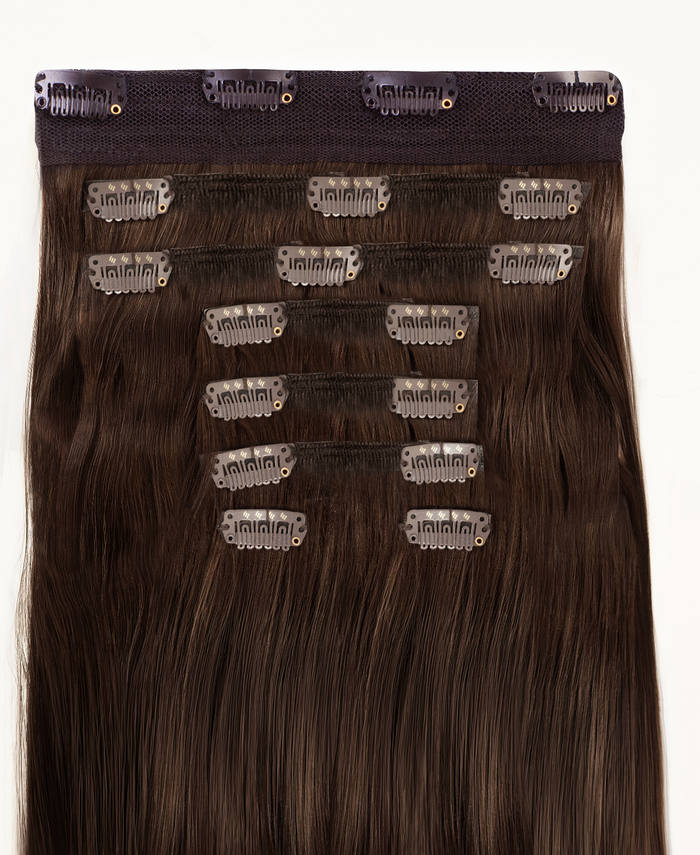 clip-in hair extensions chocolate brown.