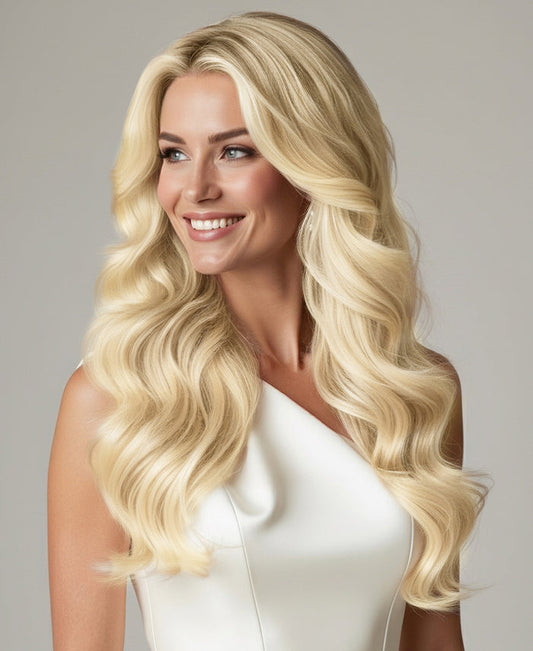 clip-in hair extensions light blonde.