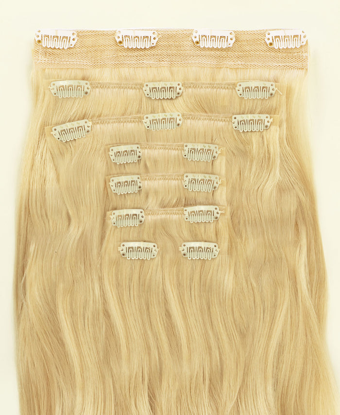 clip-in hair extensions light blonde.