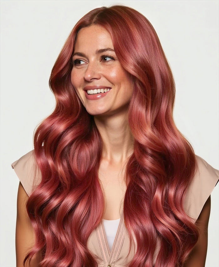 clip-in hair extensions ruby red.