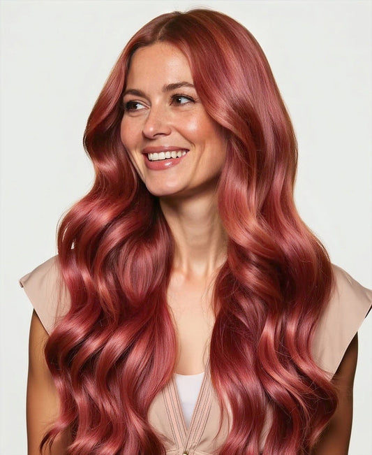 clip-in hair extensions ruby red.