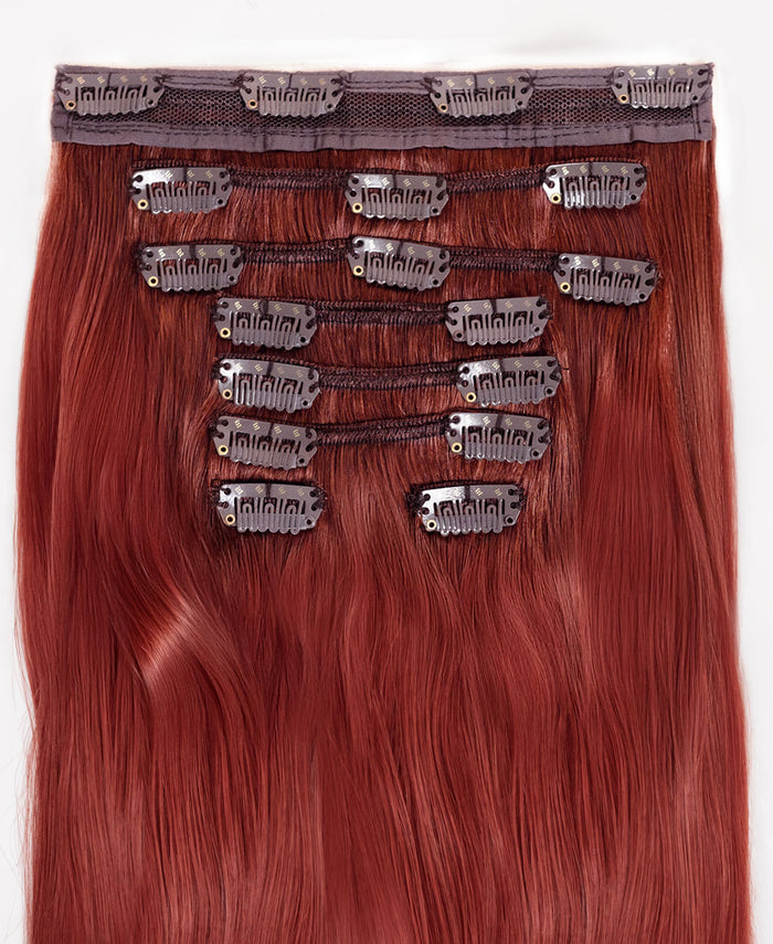 clip-in hair extensions ruby red.