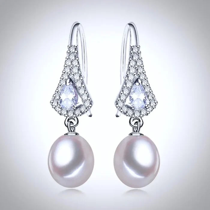 Wedding Pearl Jewelry - Freshwater Pearl Sterling Silver Bridal Earrings