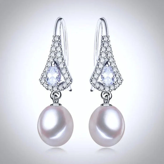 Wedding Pearl Jewelry - Freshwater Pearl Sterling Silver Bridal Earrings