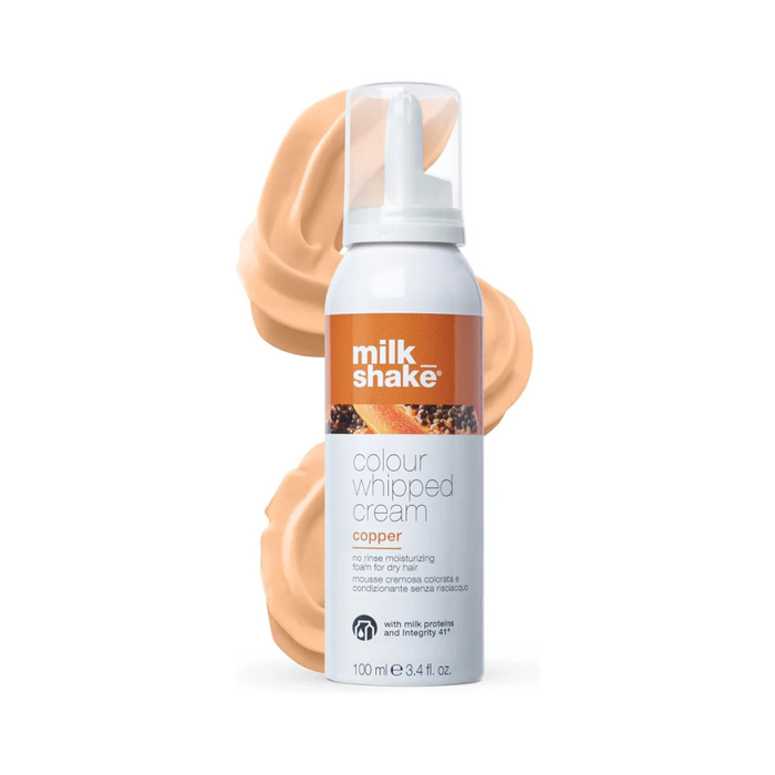 milk_shake Colour Whipped Cream bottle with a swatch of copper color on a white background